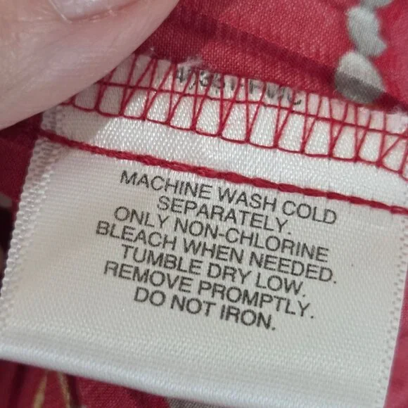 Jaclyn Smith Equestrian Chain Print Button-Up Blouse XL Long Sleeve Pleated Red - Picture 9 of 11